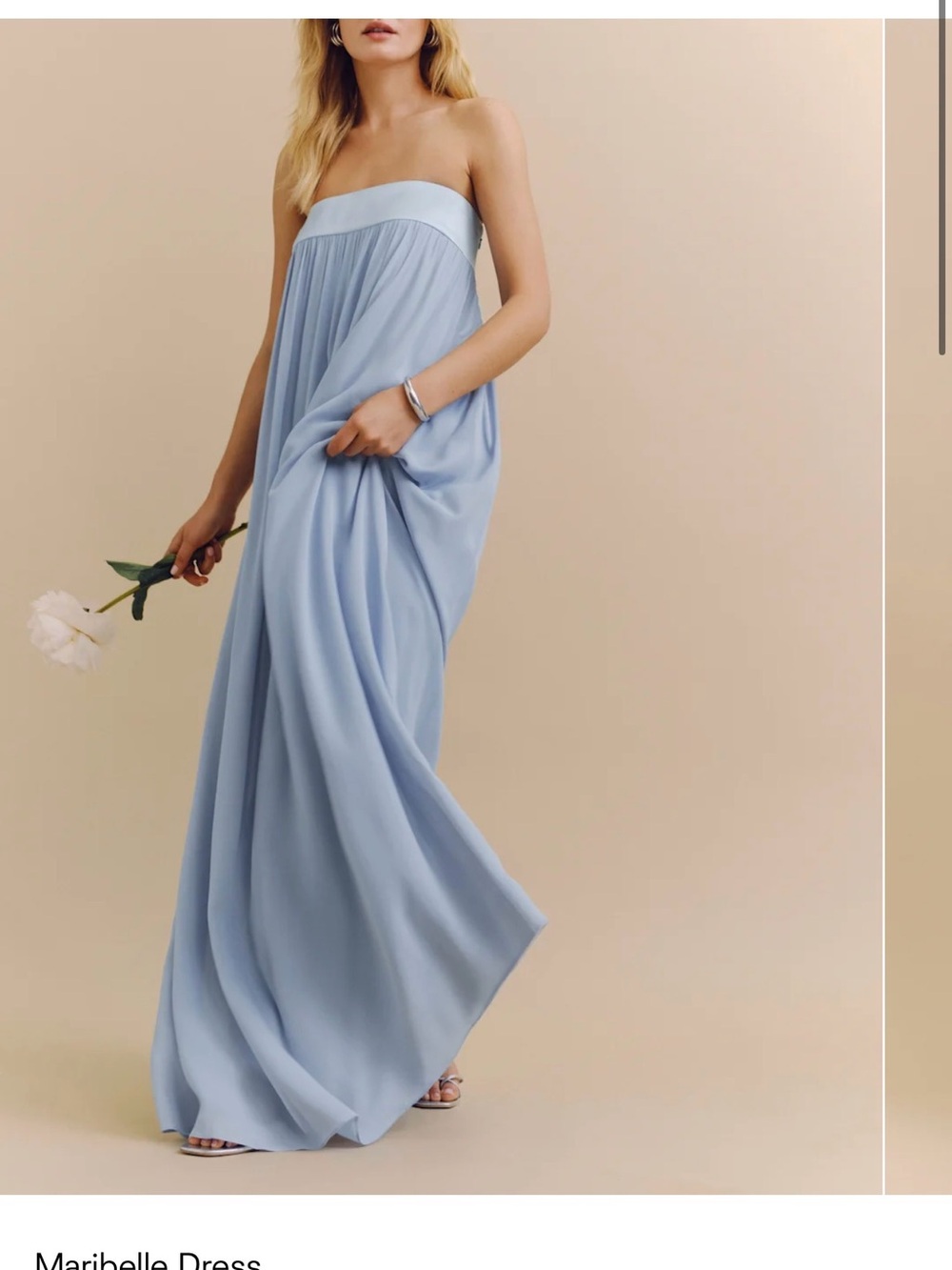 Strapless Light Blue Flowing Maxi Dress